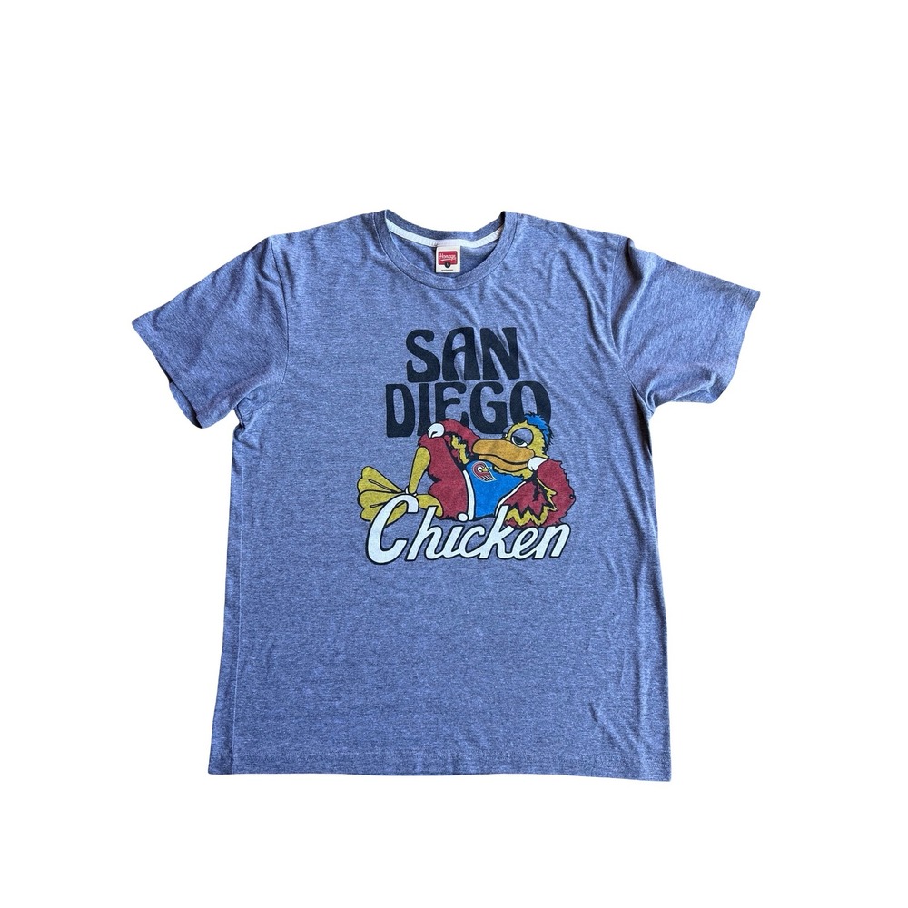 Homage San Diego SD Chicken Gray Graphic T-Shirt Mens L Iconic Mascot Tee Fun